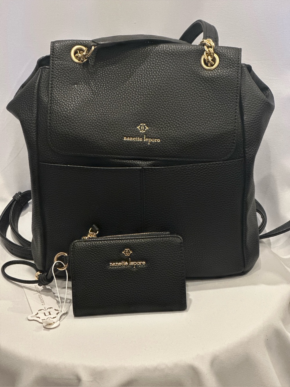 Nanette Lepore Black Backpack & Matching NWT Wallet Bundle - Picture 1 of 16